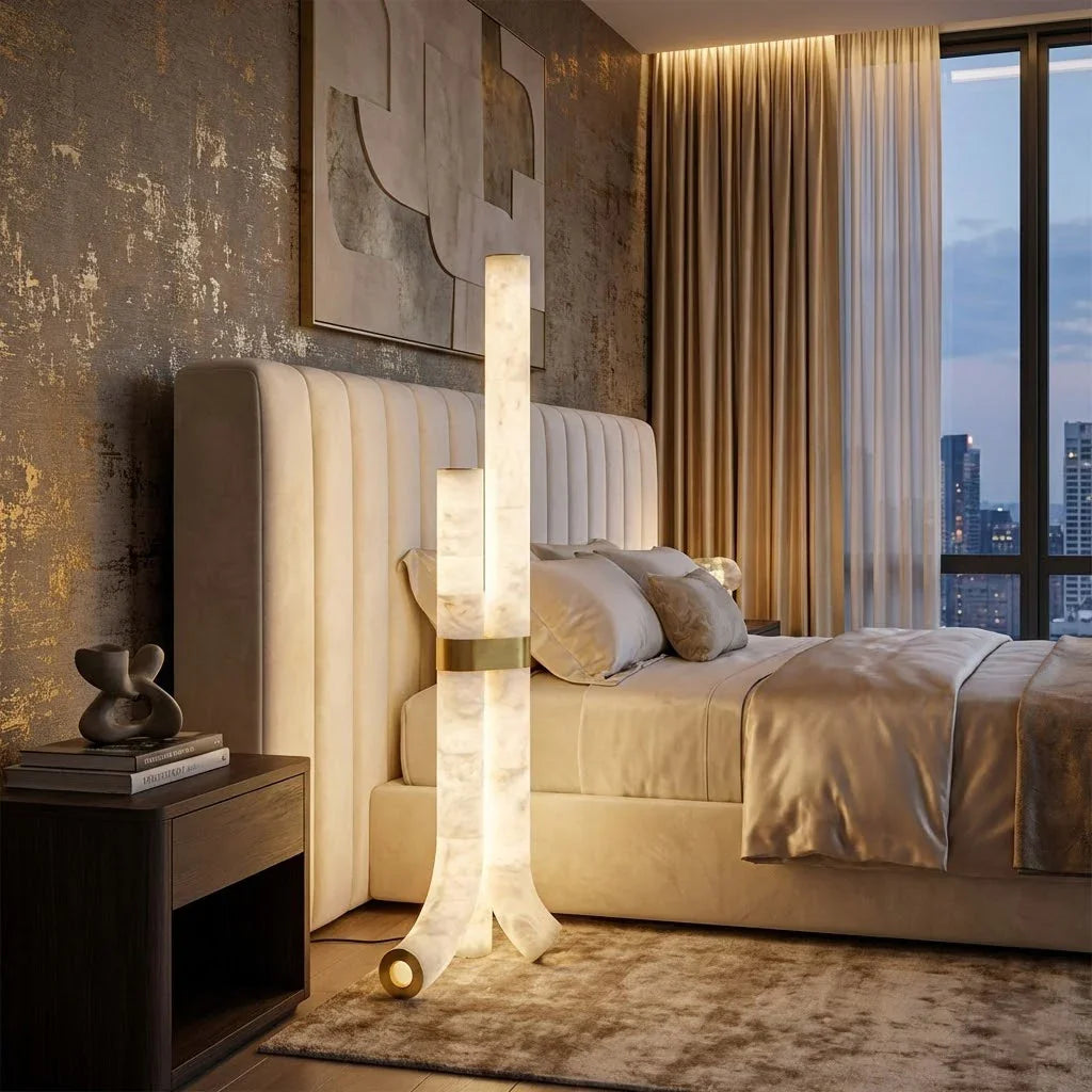 Alabaster Tube Floor Lamp