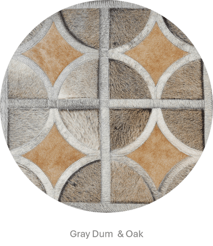 ALPHA – Custom Animal Hide Rug in Geometric Circle Pattern