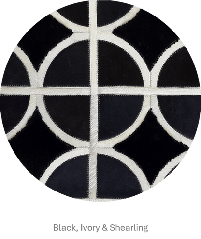 ALPHA – Custom Animal Hide Rug in Geometric Circle Pattern