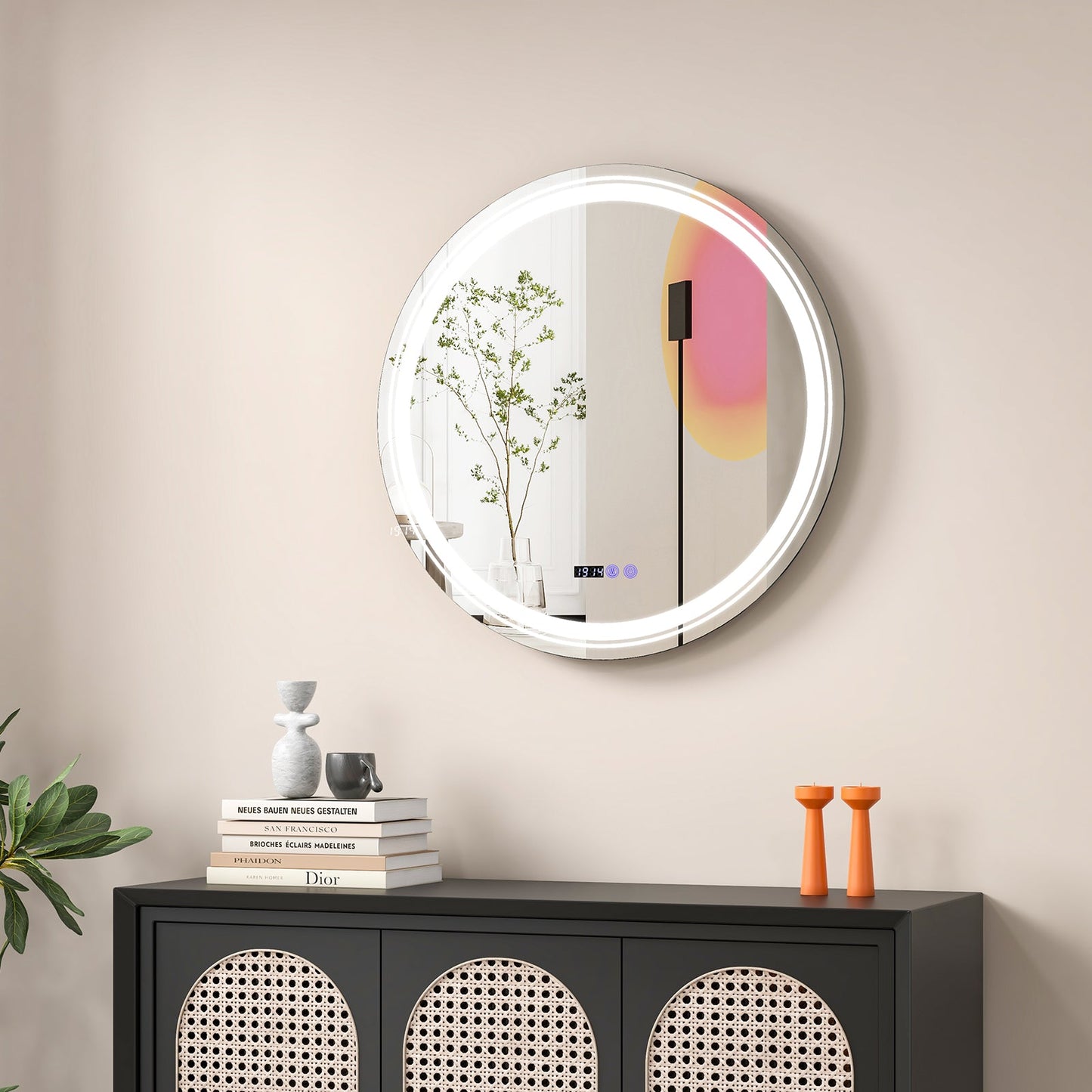 Anti-Fog Round Led Bathroom Mirror with 3 Color LED Lights