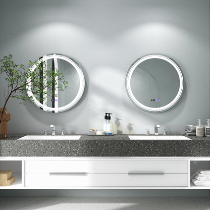 Anti-Fog Round Led Bathroom Mirror with 3 Color LED Lights