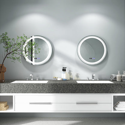 Anti-Fog Round Led Bathroom Mirror with 3 Color LED Lights