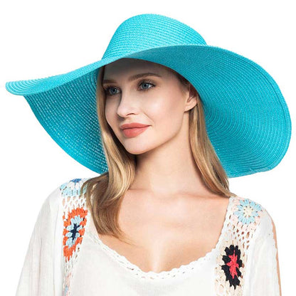 Women's Solid Floppy Straw Sun Hat
