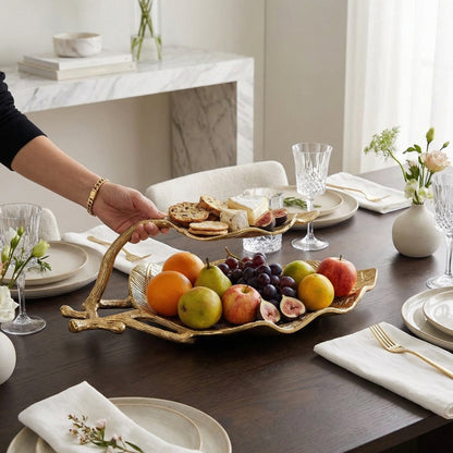 Gold Leaf 2 Tier Serving Centerpiece Tray