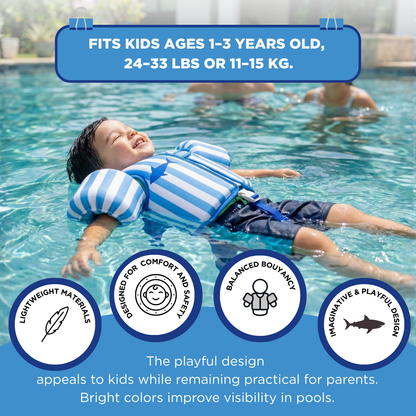 Floating Jackets with Sleeves for Pool or Beach | 1-3 Years | Blue Shark