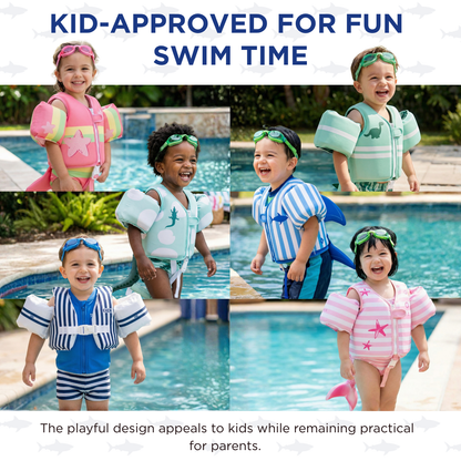 Floating Jackets with Sleeves for Pool or Beach | 1-3 Years | Blue Shark