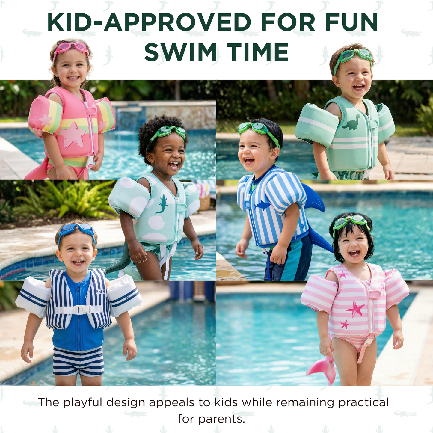 Floating Jackets with Sleeves for Pool or Beach | 1-3 Years | Crocodile