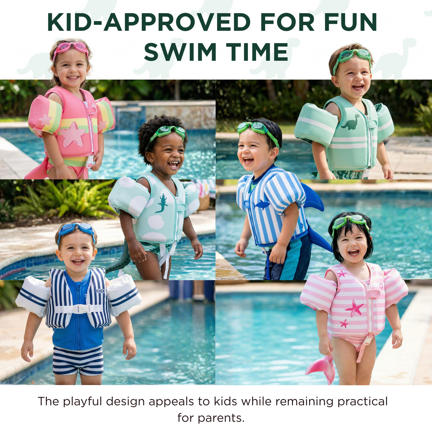 Floating Jackets with Sleeves for pool or Beach | 1-3 Years | Dinosaur