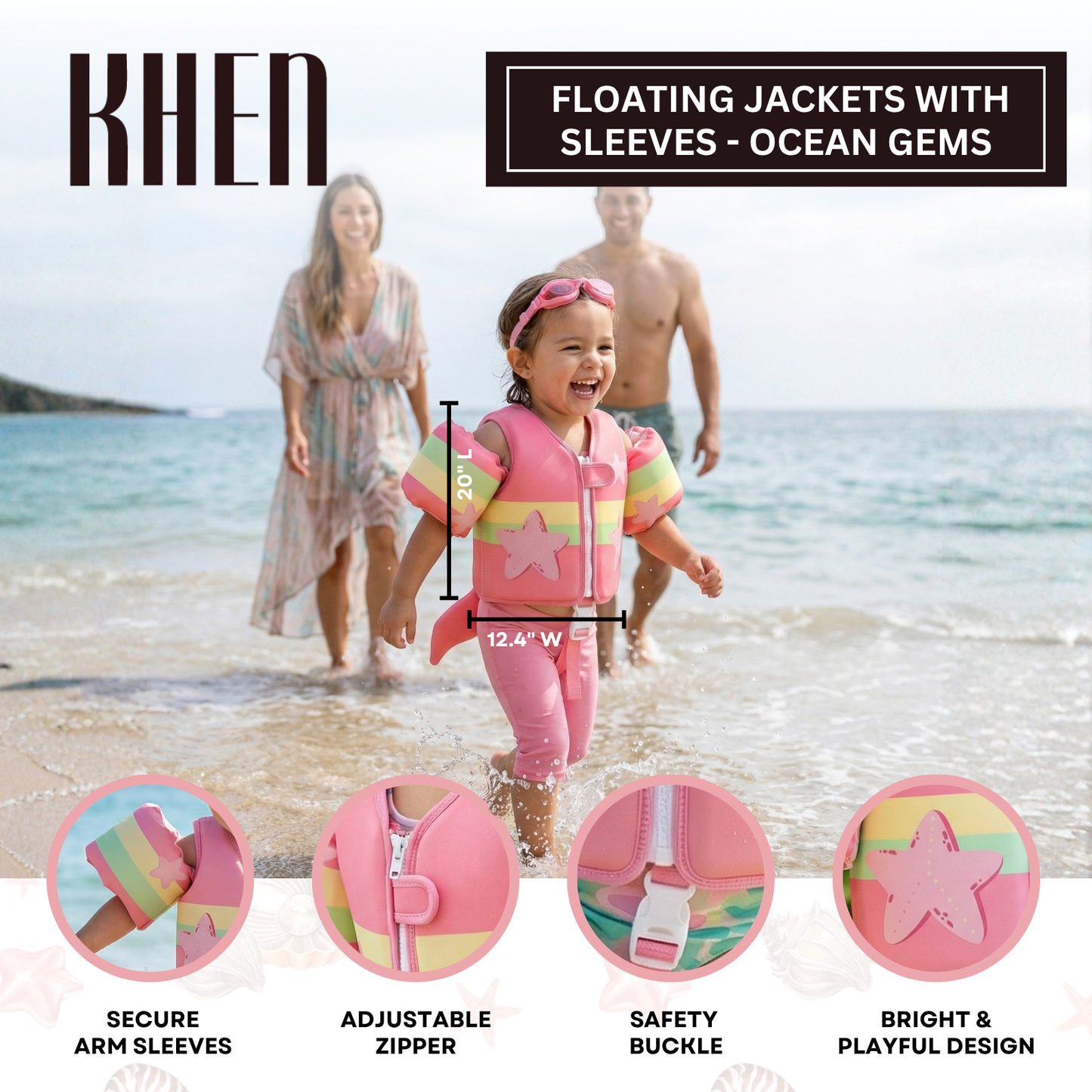 Floating Jackets with Sleeves for pool or Beach | 1-3 Years | Ocean Gems