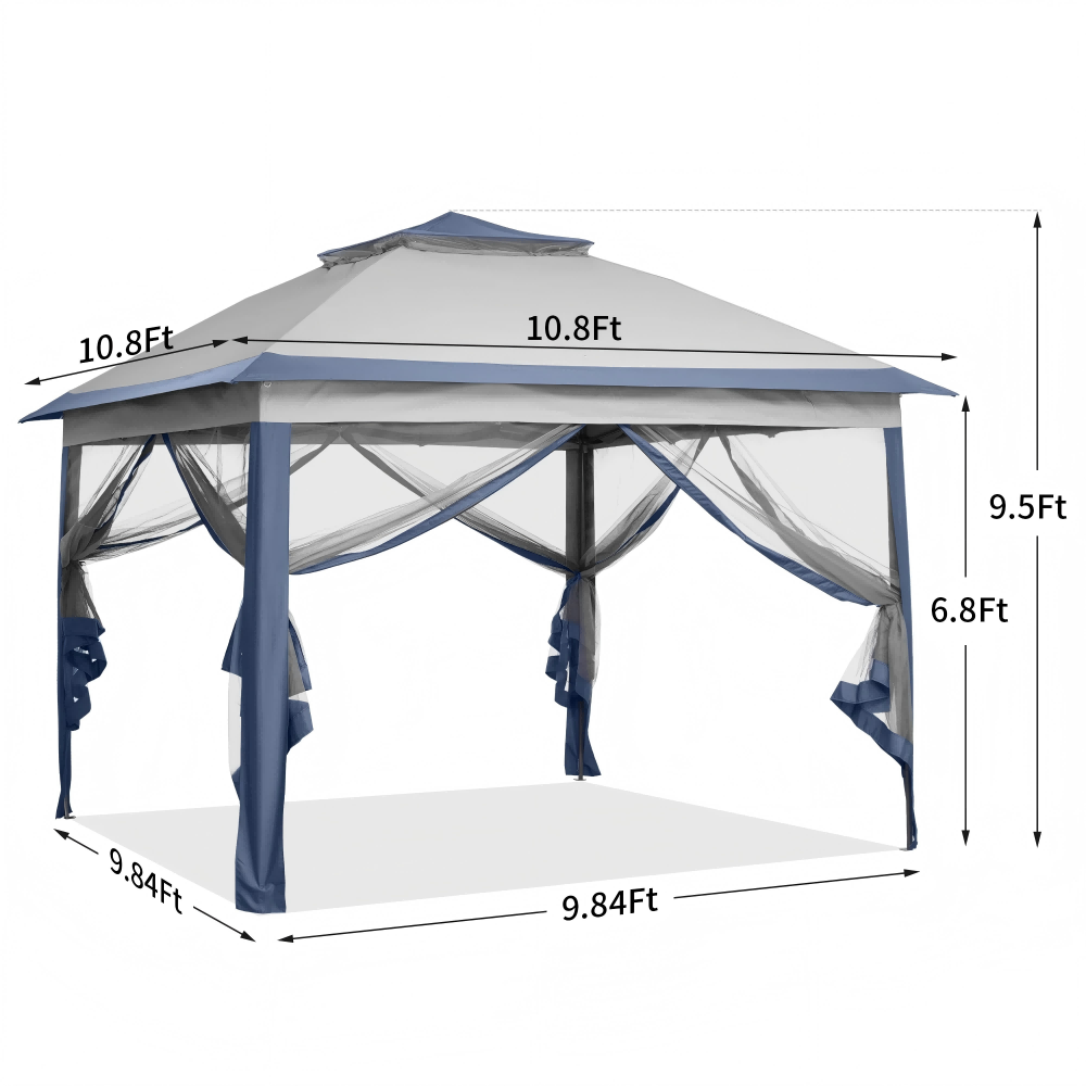 Ainfox 11ft x 11ft Heavy Duty Pop Up Gazebo Outdoor Canopy Shelter Instant Patio Gazebo Sun Shade Canopy Tent for Lawn Garden Backyard Deck