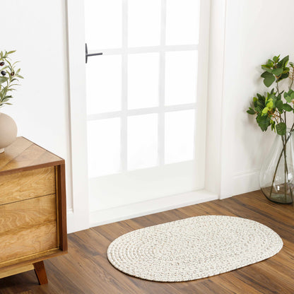 Beige Braided Faux Jute Outdoor Rug