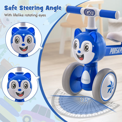 Baby Balance Bike No Pedal Lightweight Infant 4 Wheels Baby Bicycle-Blue