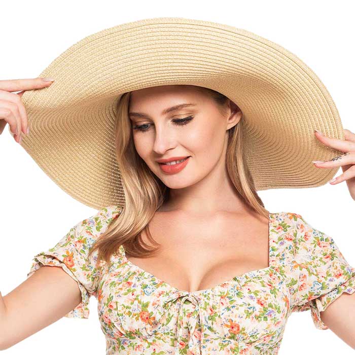 Women's Solid Floppy Straw Sun Hat
