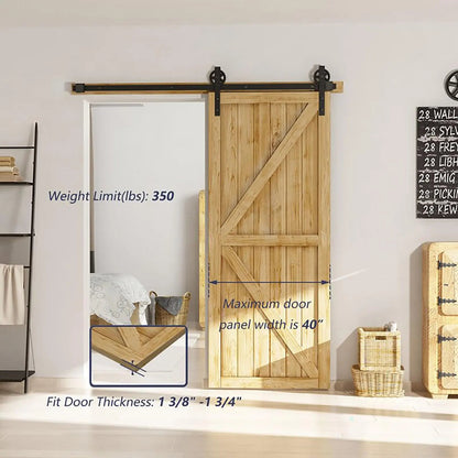 Big Spoke Wheel Roller Sliding Barn Door Hardware Kit (No Door)