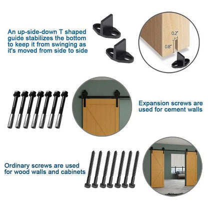 Big Spoke Wheel Roller Sliding Barn Door Hardware Kit (No Door)