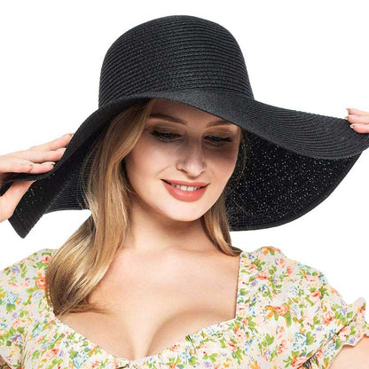Women's Solid Floppy Straw Sun Hat