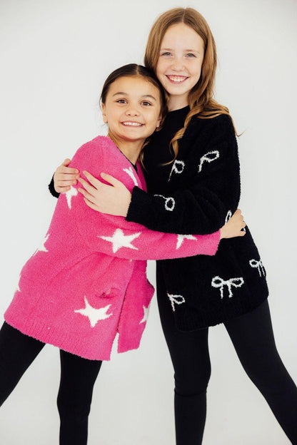 Black/Coconut Bow Cozy Cardigan