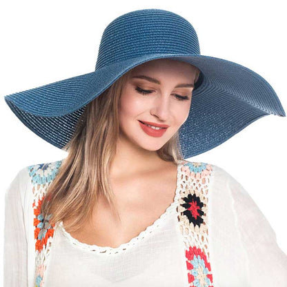 Women's Solid Floppy Straw Sun Hat