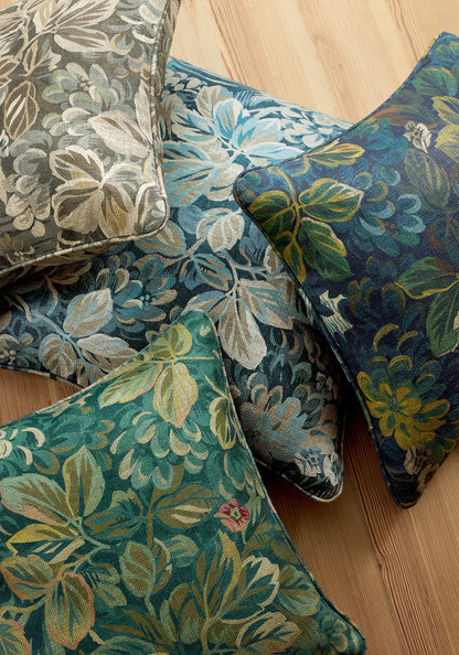 Night Garden Pillow Cover in Midnight Blue, Thibaut Pillows