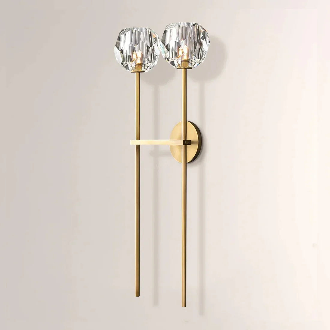 Faceted Crystal Brass Wall Sconce