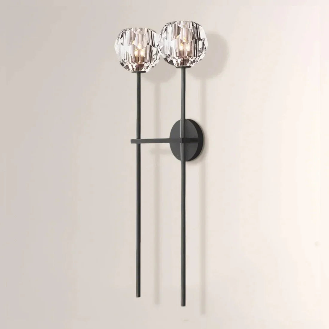 Faceted Crystal Brass Wall Sconce