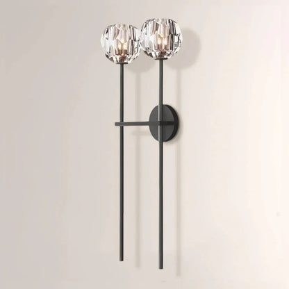 Faceted Crystal Brass Wall Sconce