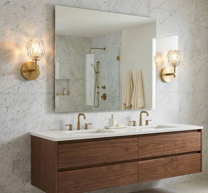 Faceted Crystal Brass Wall Sconce