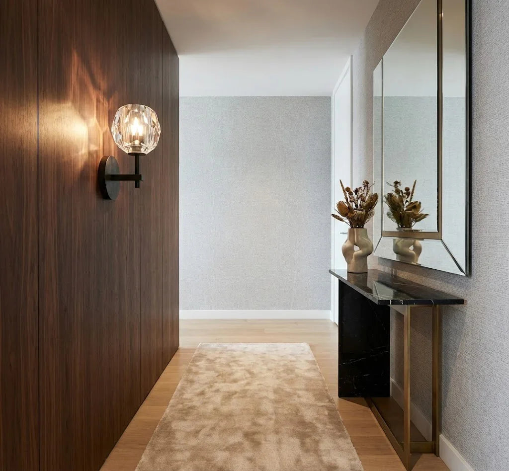 Faceted Crystal Brass Wall Sconce