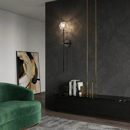 Faceted Crystal Brass Wall Sconce