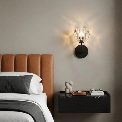 Faceted Crystal Brass Wall Sconce