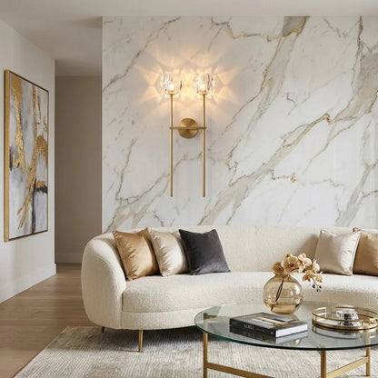 Faceted Crystal Brass Wall Sconce