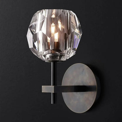 Faceted Crystal Brass Wall Sconce