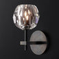 Faceted Crystal Brass Wall Sconce