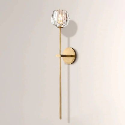 Faceted Crystal Brass Wall Sconce