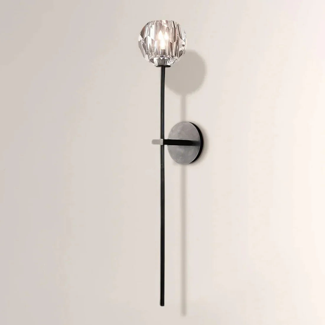Faceted Crystal Brass Wall Sconce