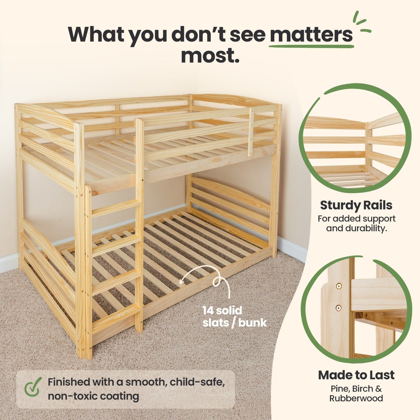 Solid Wood Kids Bunk Bed