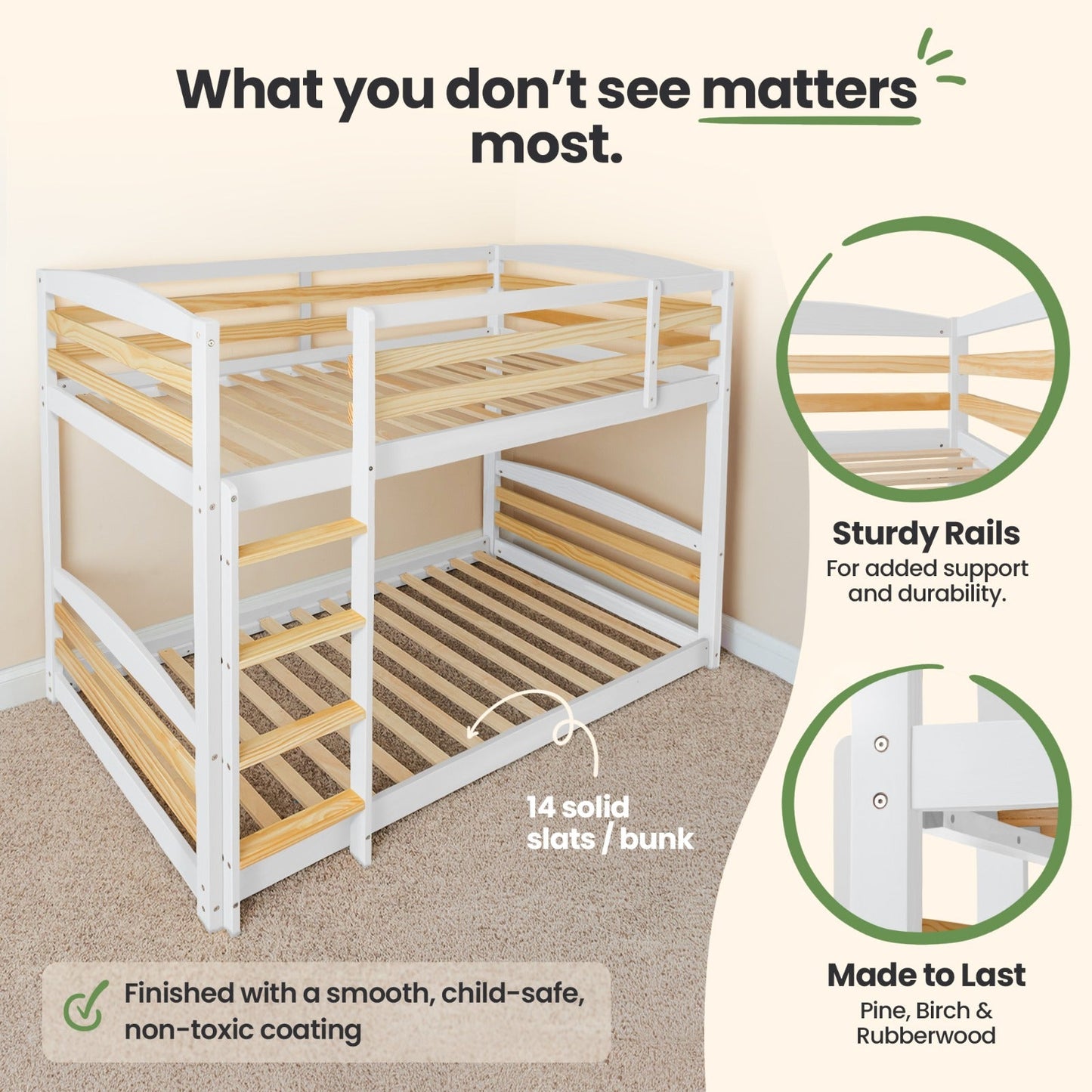 Solid Wood Kids Bunk Bed