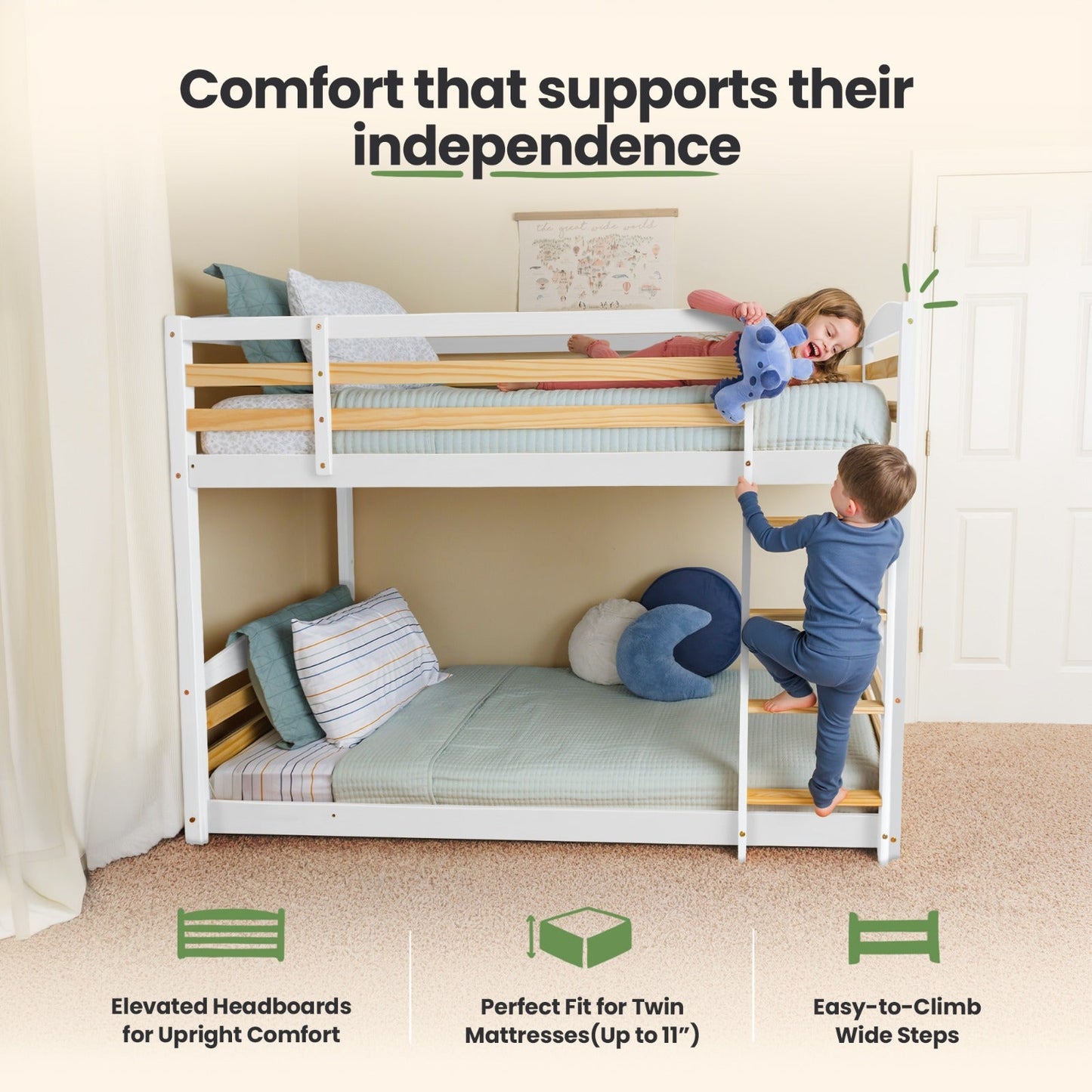 Solid Wood Kids Bunk Bed