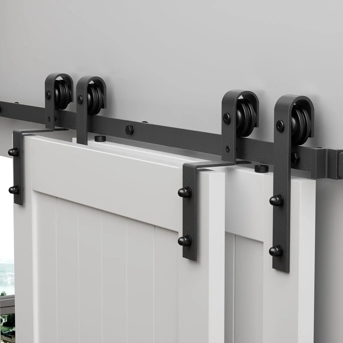Bypass Sliding Barn Door Hardware Kit Basic J Pulley (No Door)