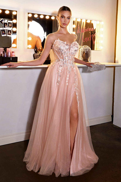 Ladivine CD2426 Enchanting 3D Floral Applique A-Line Gown