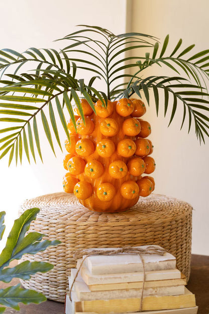 Ceramic Orange Cluster Vase