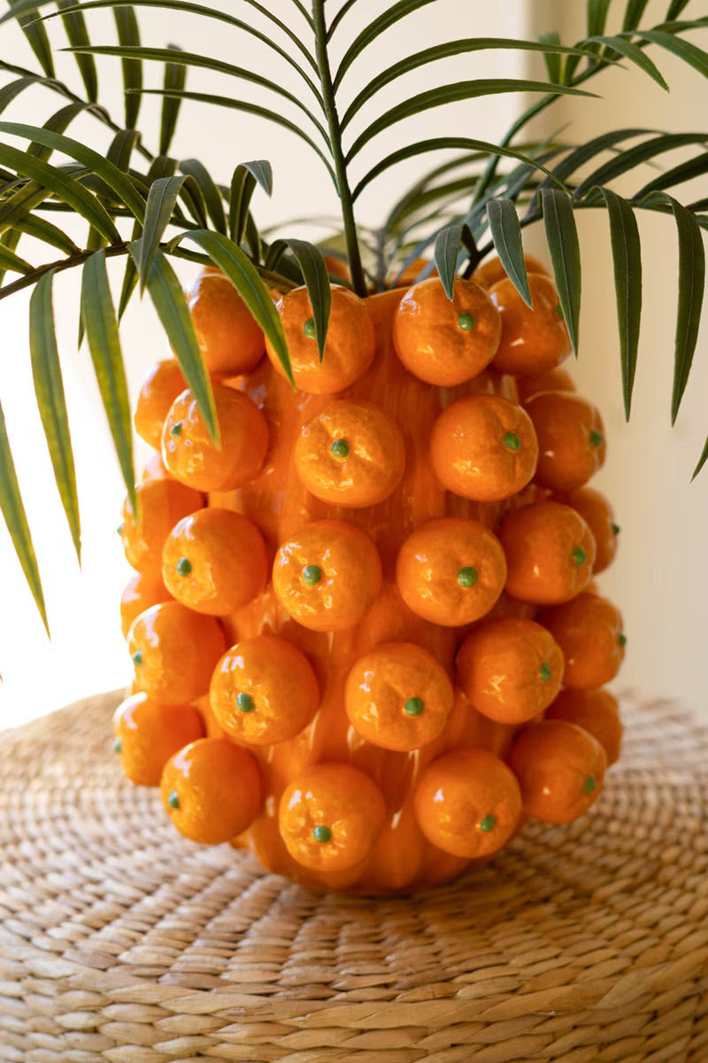 Ceramic Orange Cluster Vase