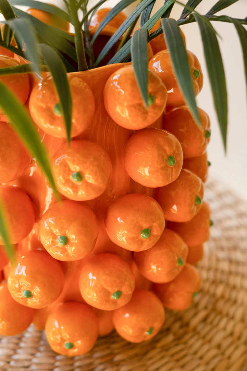Ceramic Orange Cluster Vase