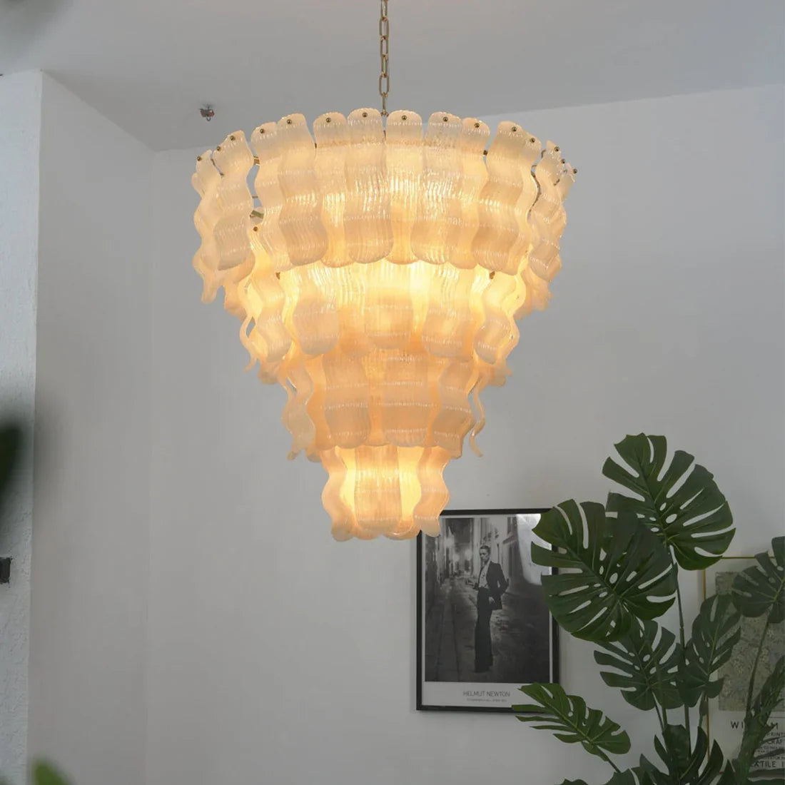 Cascade Ribbed Glass Chandelier