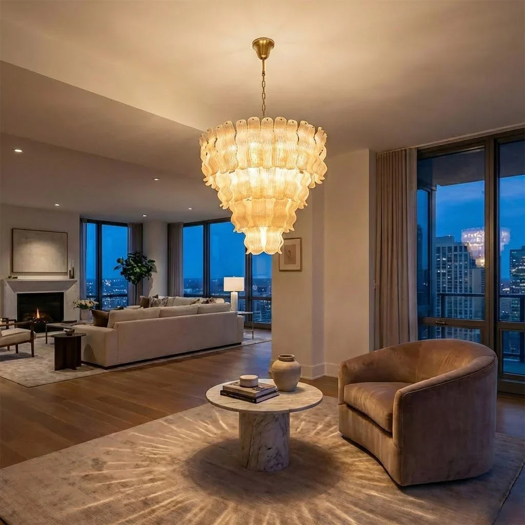 Cascade Ribbed Glass Chandelier