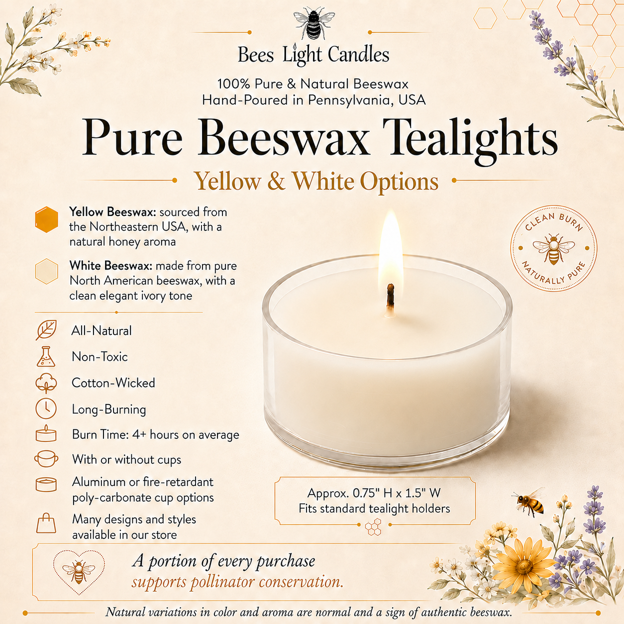 White Tealight Beeswax Candles