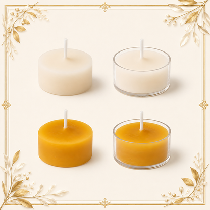 Clear Cupped Tealight Beeswax Candles BULK