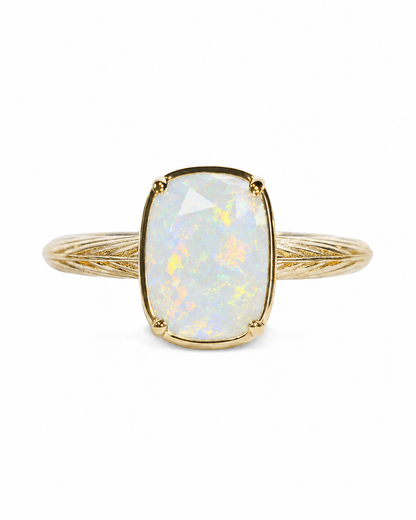 Sterling Silver Mini Opal Elongated Cushion Ring