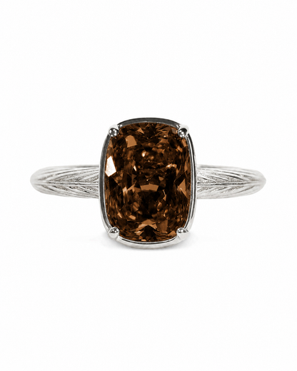 Sterling Silver Mini Chocolate Elongated Cushion Ring
