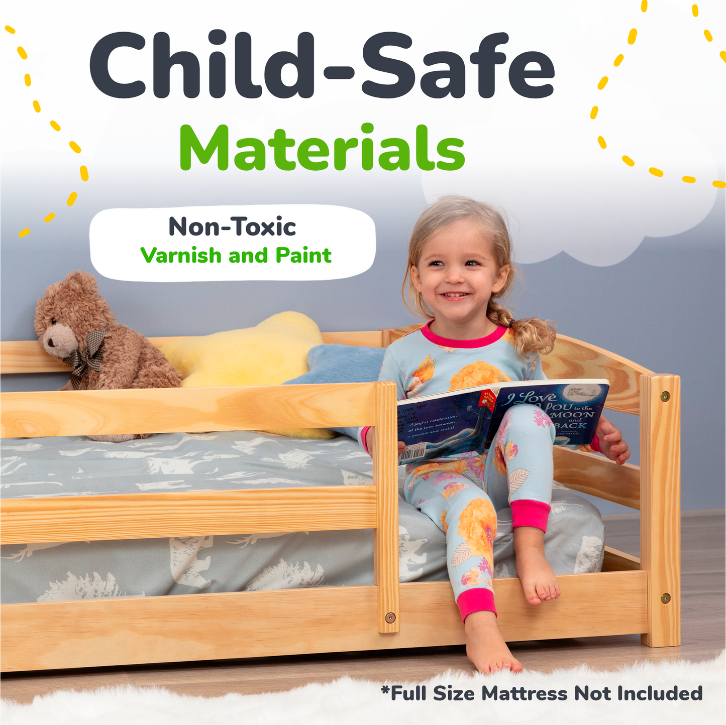 Full-Size Montessori Floor Bed with Strong Slatted Frame